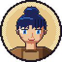 Sabela, with dark hair up.