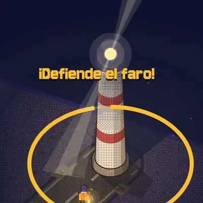 Animación del faro de Lumbre, la última luz girando su haz de luz mientras el farolero lo defiende dentro del círculo.
