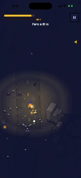 Lumbre, la última luz screenshot: the lamplighter and his circle of light among the Shadows.