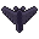The moth: a dark winged silhouette.
