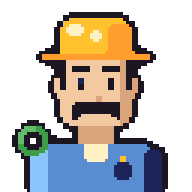 Beto, with a yellow hard hat, a big moustache and a coil of cable on his shoulder.