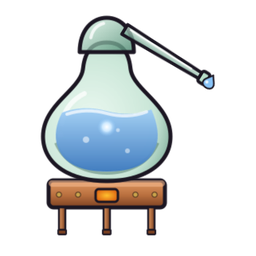 Alambiquín, a chimera shaped like a glass alembic full of clear water.